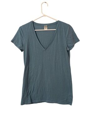 PINK Blue V Neck Logo Tee